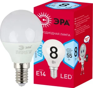 Лампа Е14 шар 8Вт 640Лм 4000К RED LINE LED P45-8W-840-E14 Б0052440 (Эра) *1/10