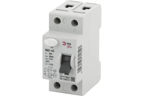 Устройство защитного отключения (УЗО) 1P+N 25А 30мА ВД1-63 Pro NO-902-24 Б0031714 (Эра)  1 90