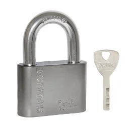 Замок навесной FUARO PL-WEATHER-1550 Nickel 4 fin key ( PL-15-50) диск.  блистер  6