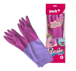 Перчатки резиновые York Рози удлиненные ароматизированные размер M (1пара/упак) Y092670 *1