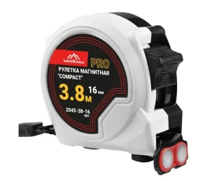 Рулетка 3,8м 16мм COMPACT нейлон магнитная VertexTools 2045-38-16  1