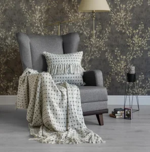 Комплект для спальни Романтика (плед+чехол для подушки) светло-серый Шенон