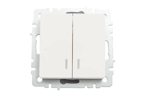 Выключатель 2-кл СП  Brite  ВС10-2-1-БрБ 10А с индик. механизм белый IEK BR-V20-1-10-K01