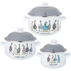 Набор кастрюль Agness  эмалированных "Family Farm" 6пр. 1,5/2,8/3,6л 16х10/20х12/22х13см 934-720 *1/