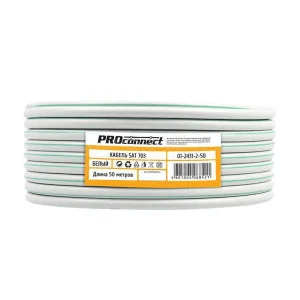 Кабель коаксиальный SAT 703B 75Ом CCS/Al/Al 75% бел. (боб 50 м) 01-2431-2-50 (Proconnect) *1