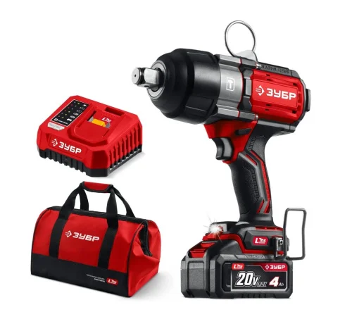 Гайковерт ударный бесщеточный Зубр 20В, 1000Нм, 1 АКБ LMS (4Ач), сумка ГБУ-1000-41  1