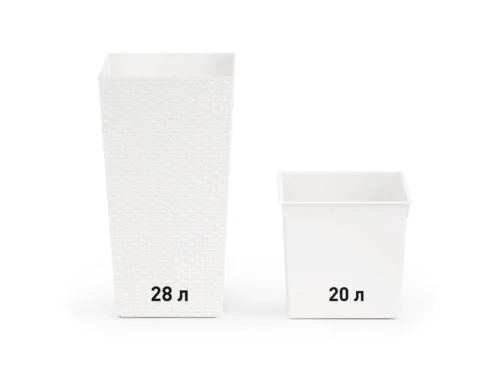 Кашпо д цветов пласт.  Ротанг  20 л и 27 л со вставкой белое М6826 (ЗПИ  Альтернатива )  1