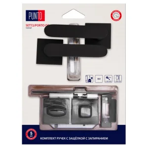 Комплект ручек PUNTO LM/A SET72K.QS52.PORTO/HD BL-24 с защелкой c запиранием черный 45717 *1