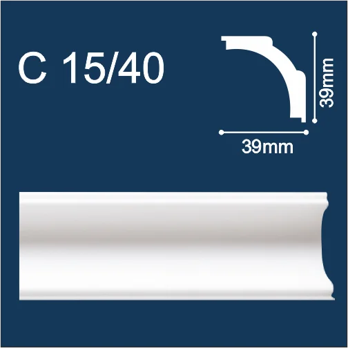 Плинтус потолочный экструзионный С15/40 2м (39х39мм) Солид