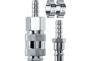 Набор KRAFTOOL (штуцер  елочка , 8 мм - рапид муфта) + (рапид штуцер-штуцер  елочка , 8 мм) + (обжим