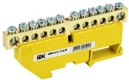 Шина PE  земля  на DIN-изол. ШНИ-8х12-12-Д-Ж YNN10-812-12D-K05 (IEK)  20
