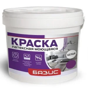 Краска моющая белая "Базис" 14 кг