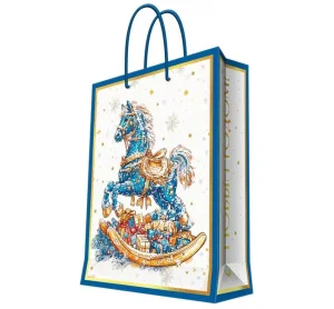 Бумажный пакет для сувенирной продукции с ламинацией, с шириной основания 17,8 cм, плотность бумаги