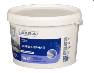 Краска ВД интерьерная Белый Лакра 14 кг 1п=44 шт