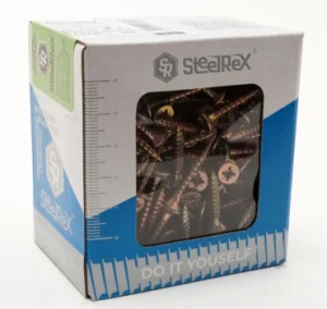 Саморез универсальный, потай, шлиц Pz, жёлтый цинк 4,5х30 кор. с ок. - 200 шт. SteelRex