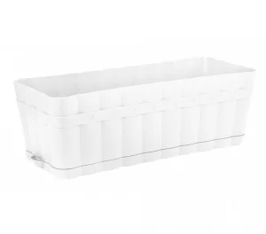 Ящик балконный  6,0 л 345х145 мм h 145 мм 'Изюминка' с поддоном белый м3354 (А) П7266  1