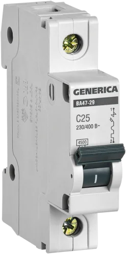Выключатель автомат. модул. 1п C 25А 4.5кА ВА47-29 MVA25-1-025-C (Generica)  12