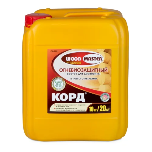 Огнебиозащитный состав WOODMASTER Корд 10 кг (розовый индикатор)  1 60