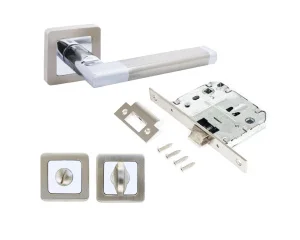 Ручка дверная АЛЛЮР АРТ ВЕНСАН SN/CP+L7050S SN+BK-S1 SN/CP(2682/S7050) с защелкой с фиксатором матовый никель/хром