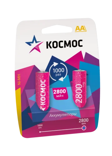Аккумулятор AA R6 NI-MN BP-2 (упак 2 шт) 2800mA KOCR6NIMH2800MAH2BL ((Космос)  12