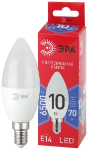 Лампа светодиодная Е14 10Вт 6500K B35-10W-865-E14 Б0045337 Эра