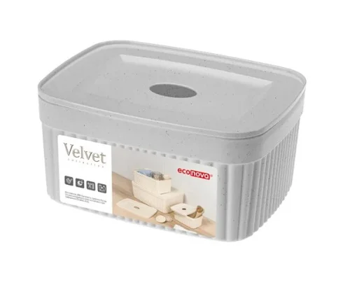 Контейнер  Velvet  150х115х70мм 0,9л с крышкой светло-серый Флэк 433238738  1