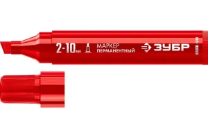Маркер перманентный МП-1000К красный клиновидный 2-10мм Зубр 06333-3  1