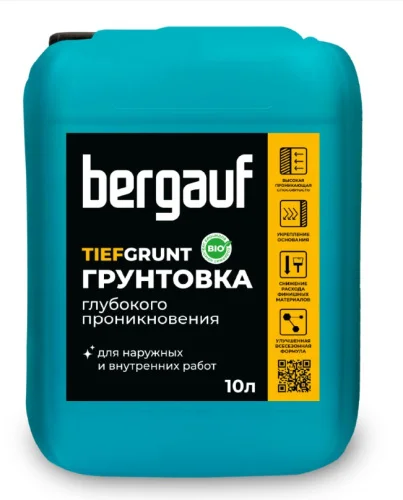 Грунтовка Tiefgrunt глубокого проникновения всесезонная 10 л Bergauf 24514  1 60 54