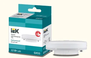 Лампа светодиодная Eco 12Вт T75 таблетка 4000К нейтр. бел. GX53 230В IEK LLE-T80-12-230-40-GX53