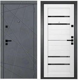 Дверь металлическая GEROY2 (2К_Антик сер МДФ10,Вектор2 бет_гр Х2 бел_бланко ст_черн) 860 левая