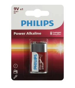 Элемент питания алкалиновый 6LR61/9V-1BL Крона Power (блистер 1шт) Б0062717 Philips