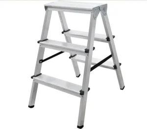 Стремянка 3 ступени алюминиевая двухсторонняя Новая Высота NV 1120 ступень 80мм 1120203  1