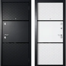 Дверь металлическая ГУДЗОН2 (2К_Антик сер_на черном/МДФ8, черн_металлик/МДФ6, белая) 970 правая