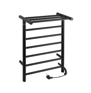 Полотенцесушитель электрический "Лесенка" 68х50 прямой с полкой, черный, 09017B (Brimix)