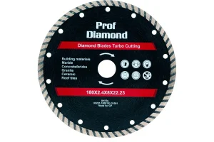 Диск алмазный отрезной турбо универсальный 180х2,4х22.23мм сухая и влажная резка по бетону Prof Diam