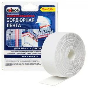 Самоклеящаяся бордюрная лента для ванн и раковин UNIBOB 60мм х 3,35м белая *1/24 (35545)