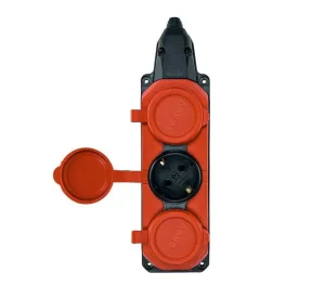 Колодка удлинителя 3-м 16А IP44 с заземл. каучук TKE-C13-KK3-Z красный (Tokov Electric)  1