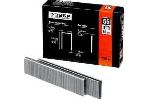 Скобы для степлера 30мм тип 18GA 55 90 C уп-2500шт Зубр Профессионал 31855-30  1