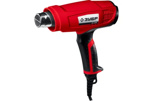 Фен строительный Зубр ФТ-2000 технический насадки 3шт 2режима 350град 350л мин, 650град  550л мин, к