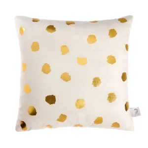 Подушка декоративная "Этель" Горошек 40х40см велюр белая 100% п/э 4580001 *1/10