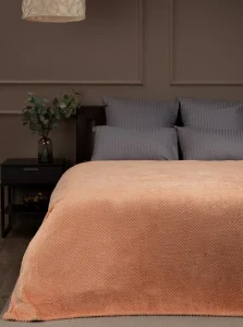 Плед Texrepublic 150х200см фланель жаккард ромбики персиковый TF FNJ PE 1520 14-1227 7419  1