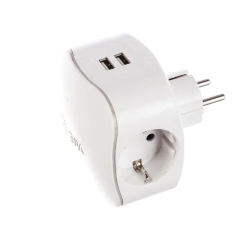 Разветвитель 3-м SP-3e-USB-2A на 3 розетки + 2 USB с зазем шторки 16А белый Б0015243 (Эра)  1