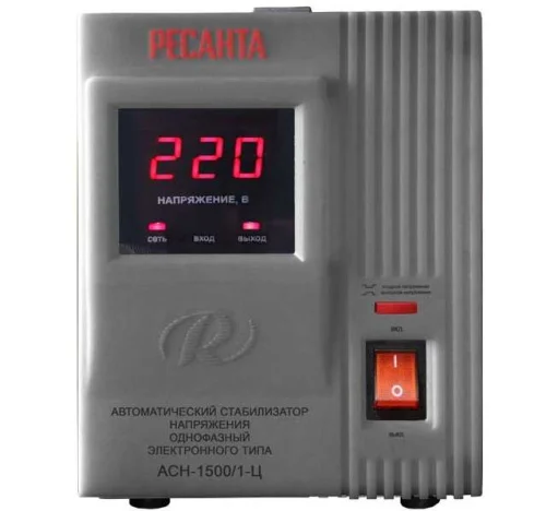 Стабилизатор напряжения АСН-1500 1-Ц 1ф 1.5кВт IP20 релейный 63 6 3 (Ресанта)  1