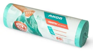 Мешки д/мусора 60л "АНТИБАК+БИО" 15шт, бирюзов (205-105) *1/65