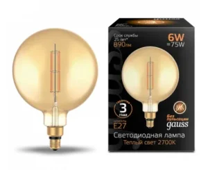 Светодиодная лампа Filament "Шар" Е27 6Вт 2700К golden straight 154802118 Gauss