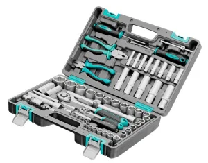 Набор инструментов 69 предм. 1 2 , 1 4 , CrV, пласт.кейс Stels 14108  1