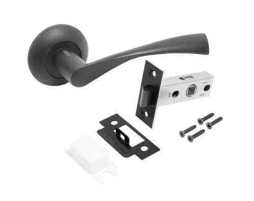 Комплект ручка+защелка АЛЛЮР АРТ  ОСКАР  BL+L45-8 BL (13150 S45) матовый черный  20