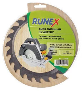 Диск пильный по дереву 190х20 30мм 24 зуба Runex 551008   1