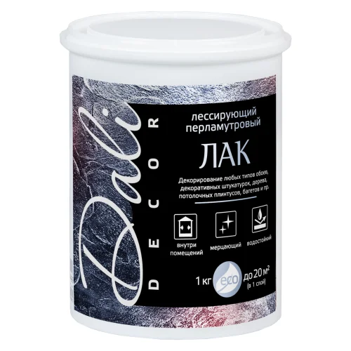 Лак DALI лессирующий перламутровый серебро 1кг  1 6 384