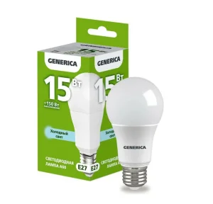 Лампа Е27 груша A60 15Вт 6500К 230В LL-A60-15-230-65-E27-G (Generica) *1 Лампа Е27 груша A60 15Вт 6500К 230В LL-A60-15-230-65-E27-G (Generica) *1